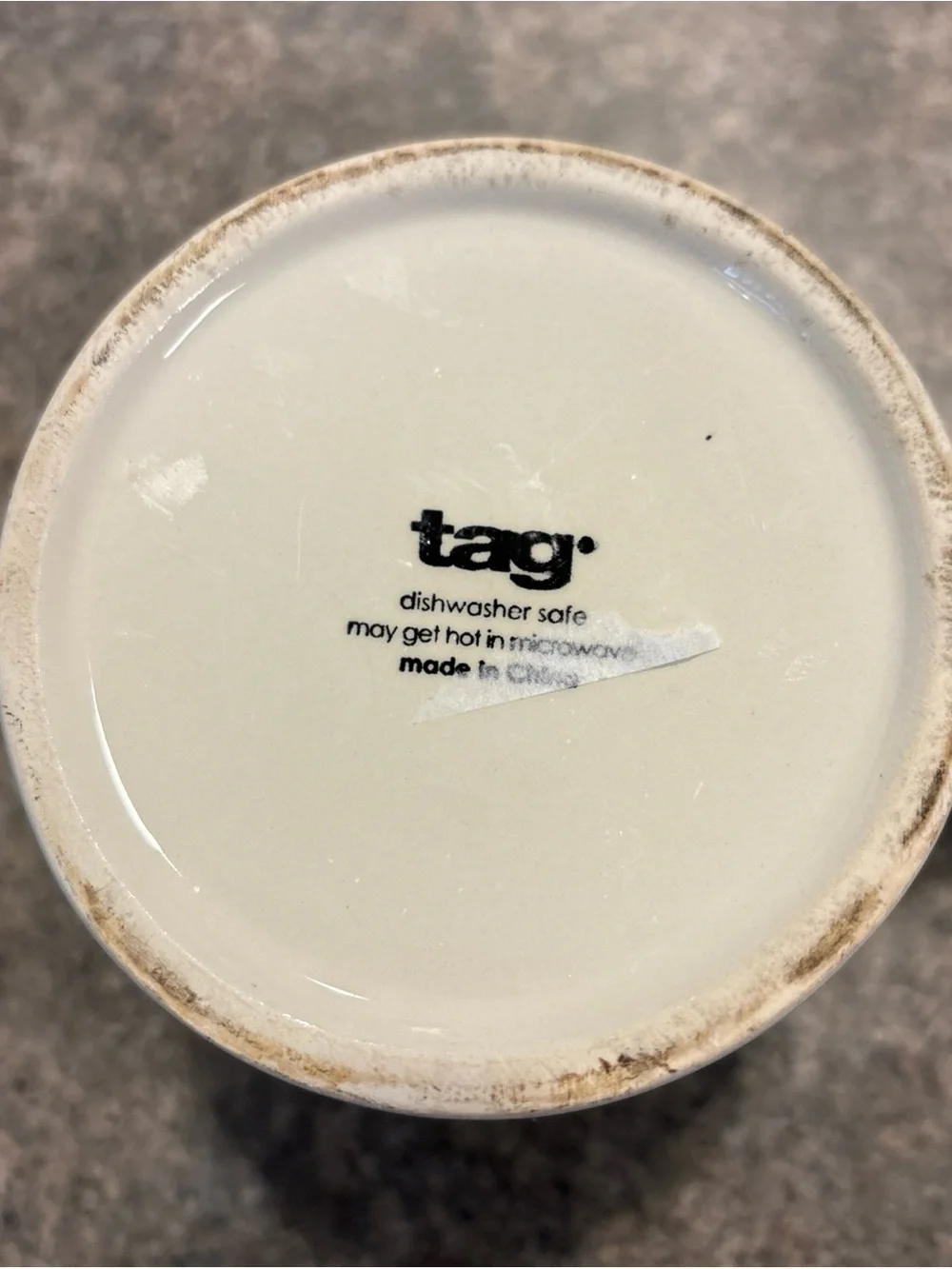 Tag White Ceramic Mug with Black Logo